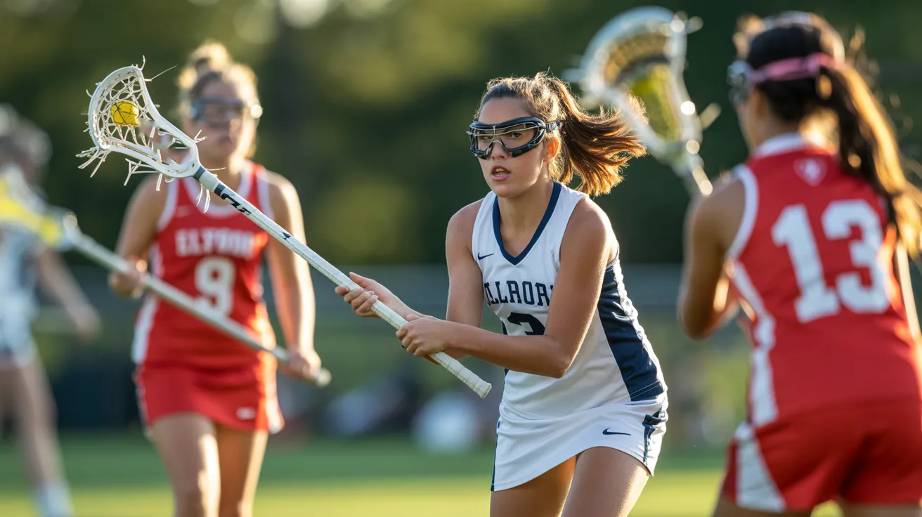 Girls lacrosse players in action